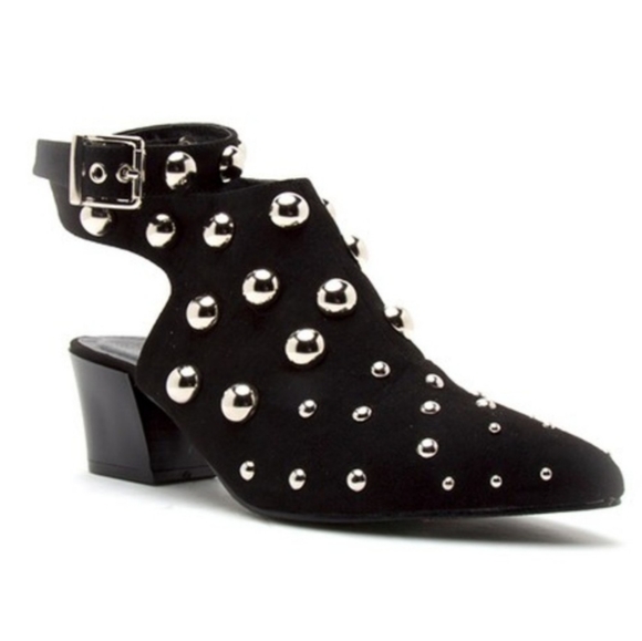 Qupid Shoes - Qupid Studded Square Mule Bootie